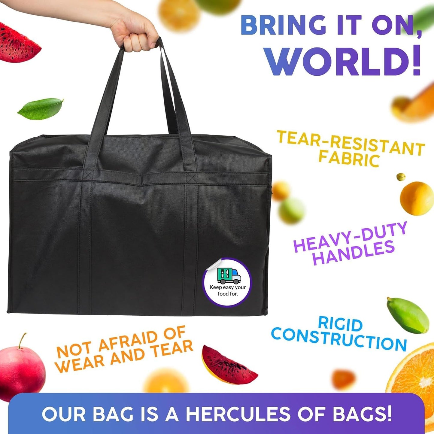 Blaсk Insulated Shopping Bags 16' x 13' x 9' Insulated Grocery Bag Pack of 2 Insulated Food Delivery Bag 16x13x9 Heavy Duty Insulated Bag for Grocery Shopping; Insulated Bags for Food Delivery