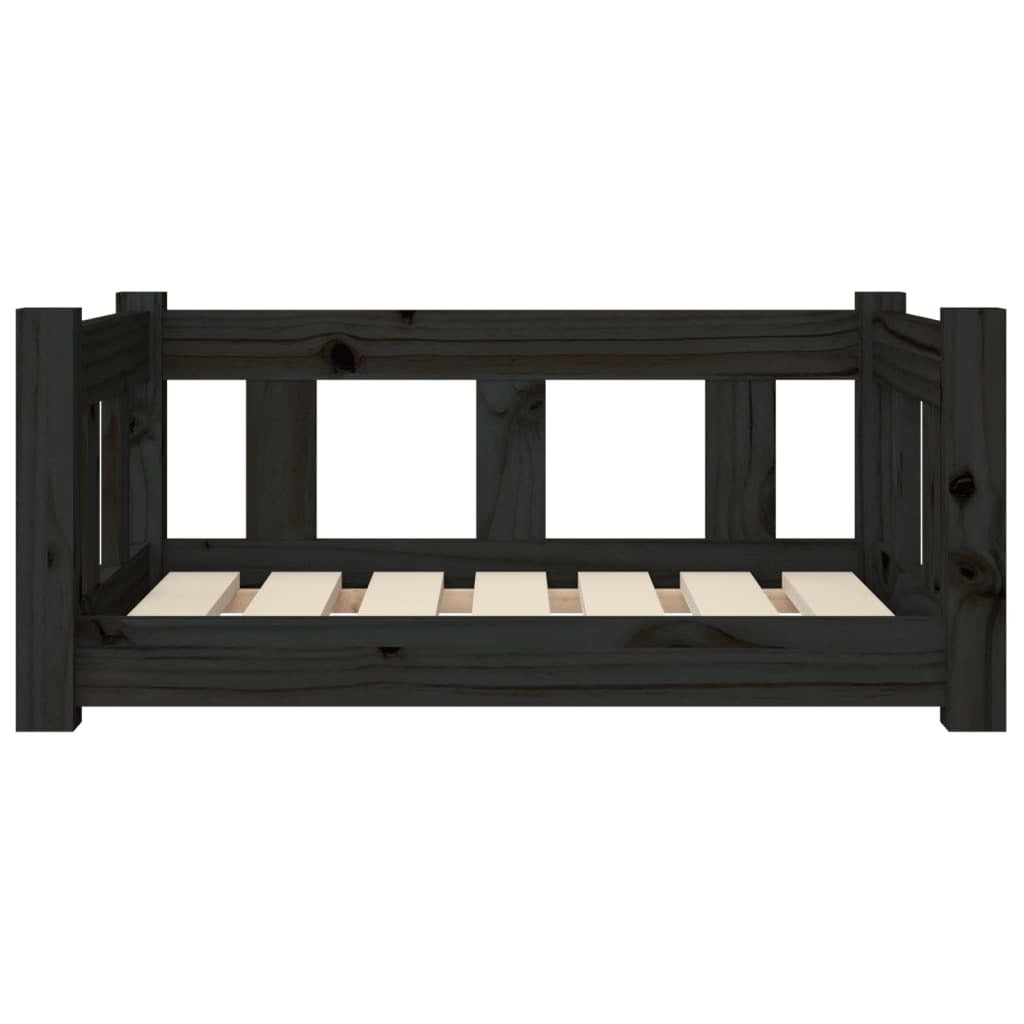 Dog Bed Black 25.8"x19.9"x11" Solid Wood Pine