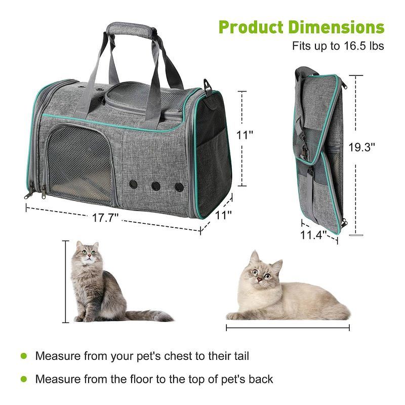 Foldable Airline Travel Pet Carrier Bag with Safety Strap