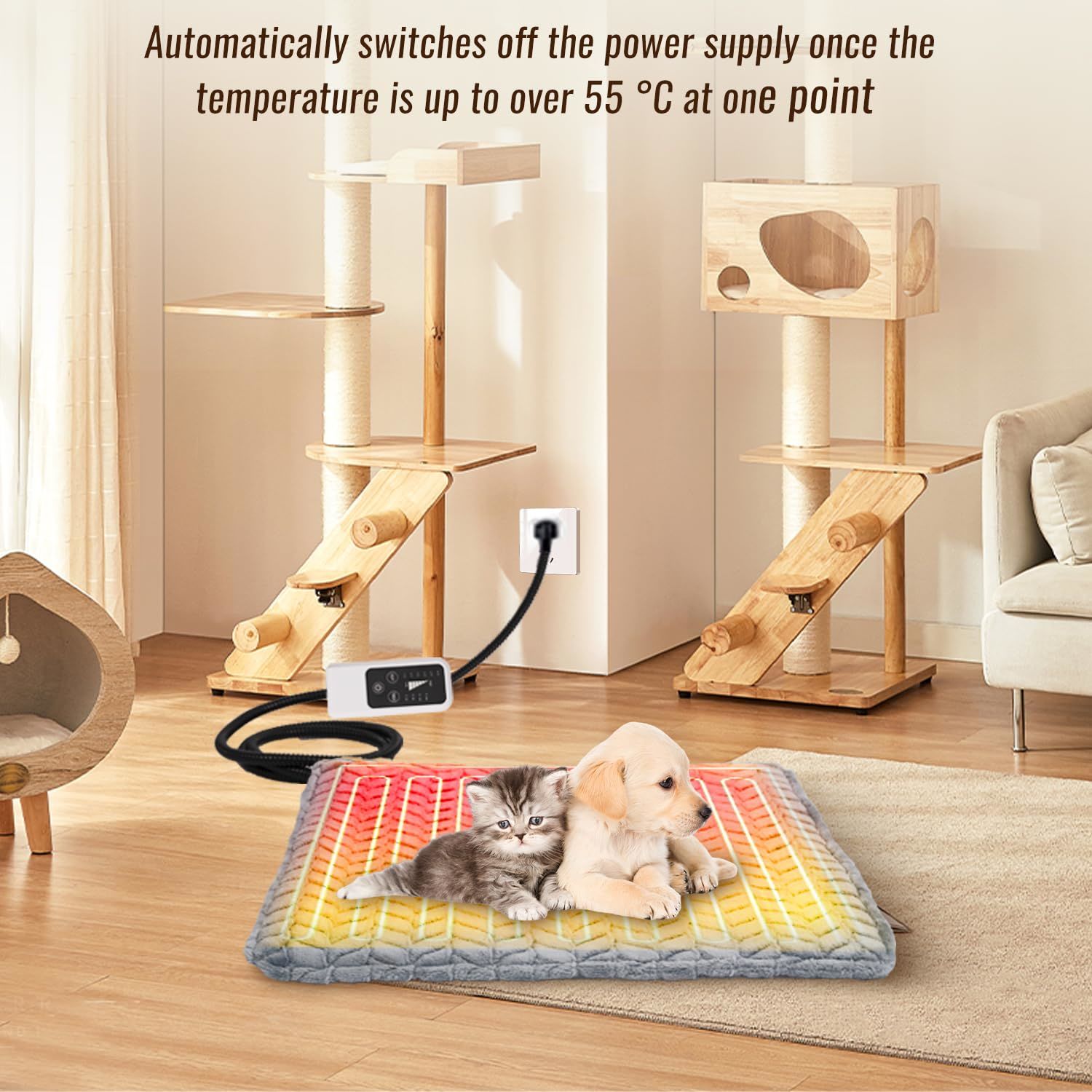 Waterproof Heated Cat Bed with Chew Resistant Cord