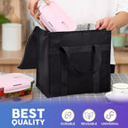 Blaсk Insulated Shopping Bags 16' x 13' x 9' Insulated Grocery Bag Pack of 2 Insulated Food Delivery Bag 16x13x9 Heavy Duty Insulated Bag for Grocery Shopping; Insulated Bags for Food Delivery