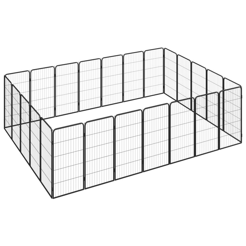 24-Panel Dog Playpen Black 19.7"x39.4" Powder-coated Steel