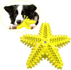 Dog Chew Toys, Natural Rubber Starfish-Shaped Dog Toys, Interactive Treats, Squeaky Dog Toothbrush Cleaner Teething Toys, Outdoor Puzzle Training Toy