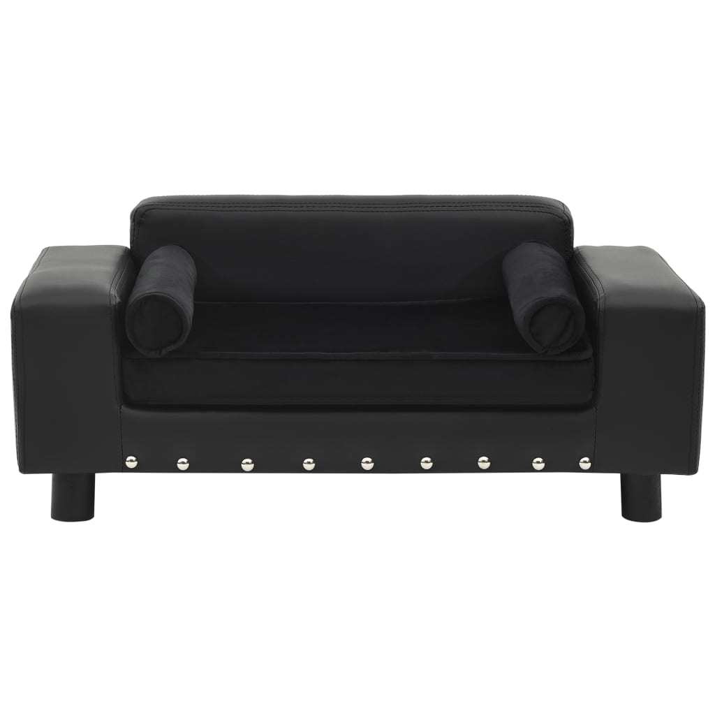 Dog Sofa Black 31.9"x16.9"x12.2" Plush and Faux Leather