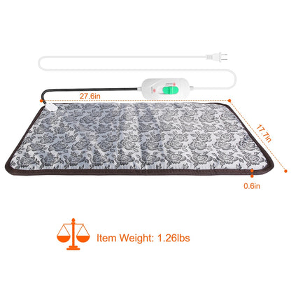 27.6x17.7in Pet Heating Pad Dog Cat Electric Heating Mat Waterproof Adjustable Warming Blanket with Chew Resistant Steel Cord Case