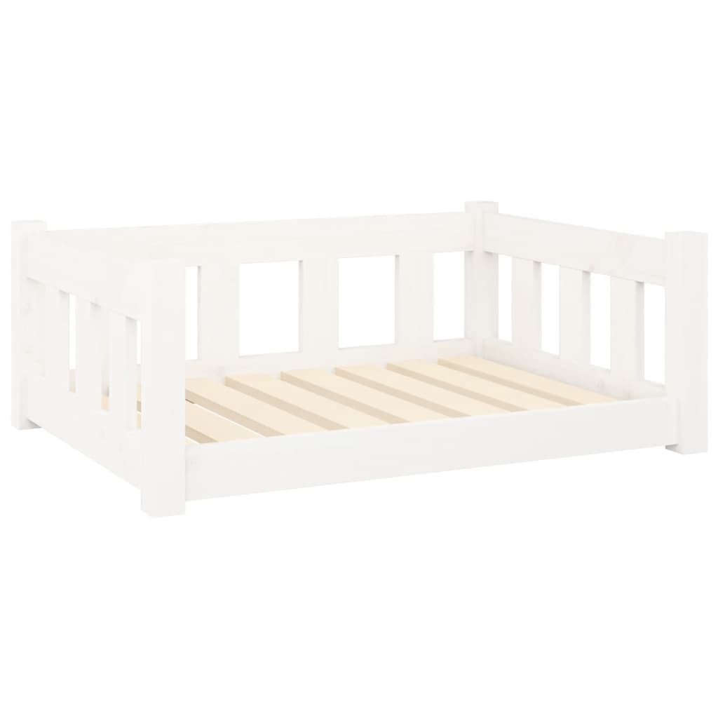 Dog Bed White 29.7"x21.9"x11" Solid Wood Pine