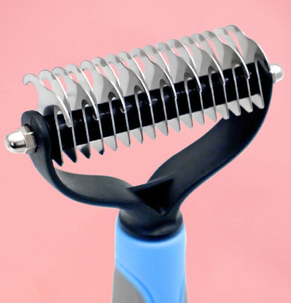 Pet Grooming Tool 2 Sided Undercoat Rake for Cats & Dogs - Safe Dematting Comb for Easy Mats & Tangles Removing -Pet Brush-Cat Grooming-Grooming Tool