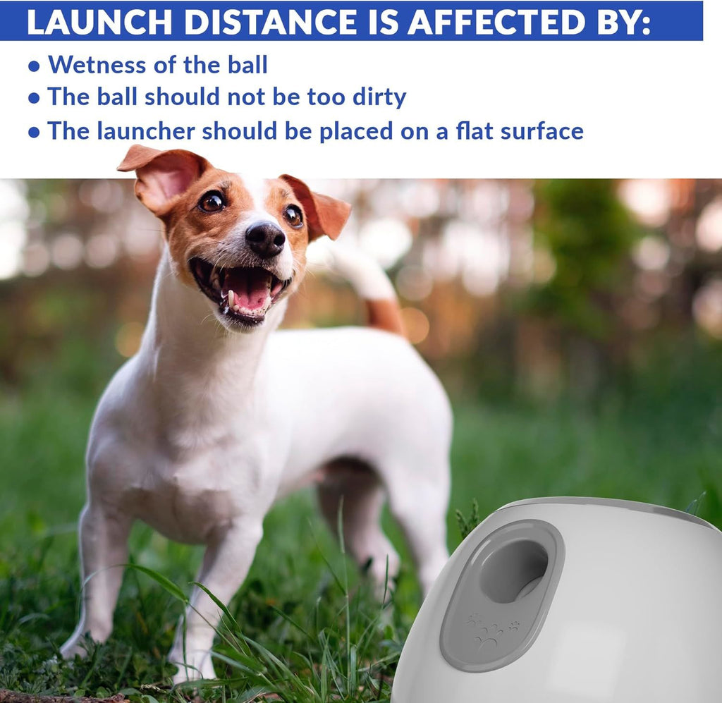 White Automatic Dog Ball Launcher Machine; Automatic Tennis Ball Thrower for Dogs 10.2 x 8.3 x 10.6; ABS Automatic Ball Launcher for Dogs; Pet Ball Launcher with 3 Tennis Balls