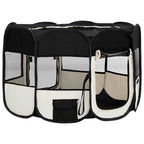 Foldable Dog Playpen with Carrying Bag Black 49.2"x49.2"x24"