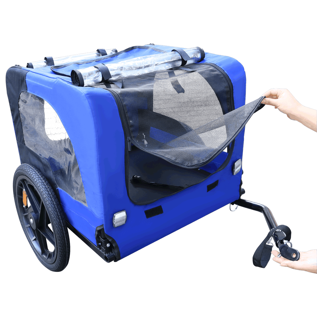 Blue High Quality 16 inch air wheel Pet Bike Trailer for Dogs Foldable Bicycle Pet Trailer