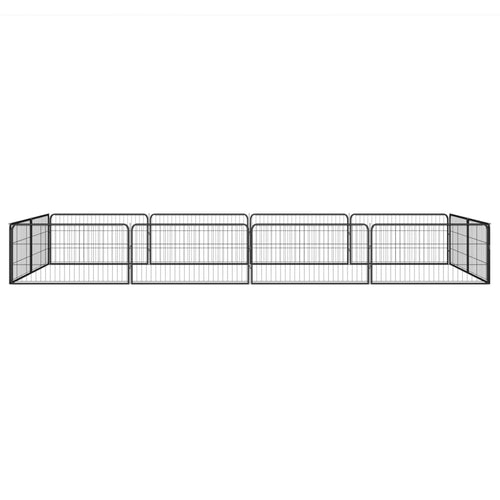 12-Panel Dog Playpen Black 39.4"x19.7" Powder-coated Steel