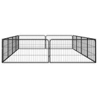 12-Panel Dog Playpen Black 39.4"x19.7" Powder-coated Steel