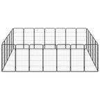 24-Panel Dog Playpen Black 19.7"x39.4" Powder-coated Steel