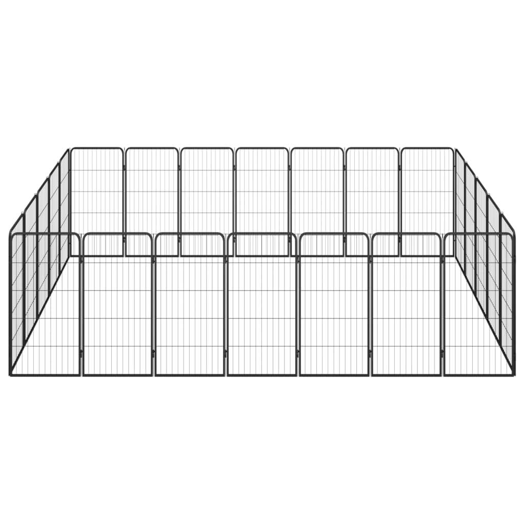 24-Panel Dog Playpen Black 19.7"x39.4" Powder-coated Steel