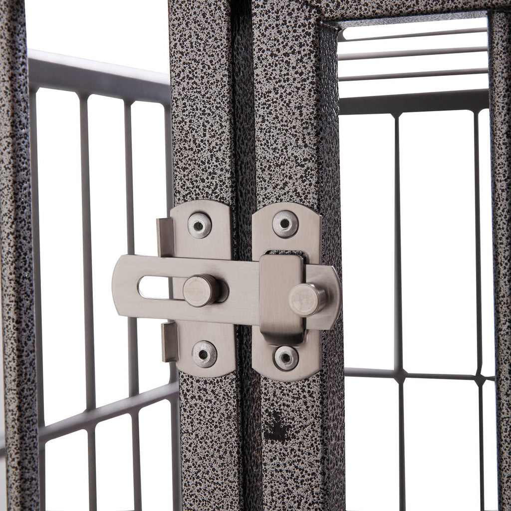 Heavy-Duty Metal Dog Kennel, Pet Cage Crate with Openable Flat Top and Front Door, 4 Wheels