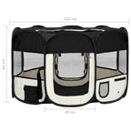 Foldable Dog Playpen with Carrying Bag Black 49.2"x49.2"x24"