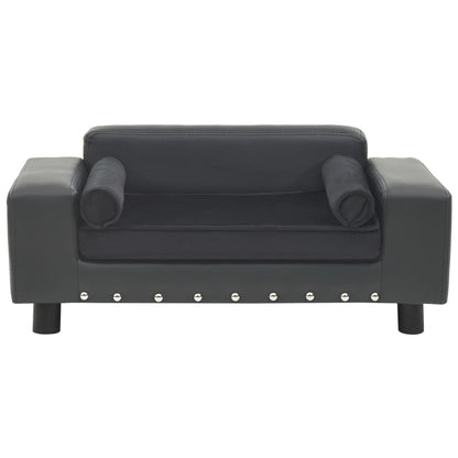 Dog Sofa Dark Gray 31.9"x16.9"x12.2" Plush and Faux Leather
