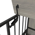 Modern Kennel Dogs room up to 80 LB, Dog crate furniture with Multi-Purpose Rremovable Ttray, Double-Door Dog House, lift Panel, 360 Degree Rotation -3 Height Adjustable Feeding Bowls