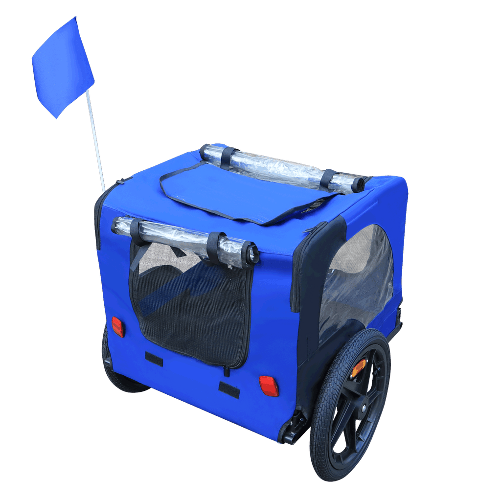 Blue High Quality 16 inch air wheel Pet Bike Trailer for Dogs Foldable Bicycle Pet Trailer