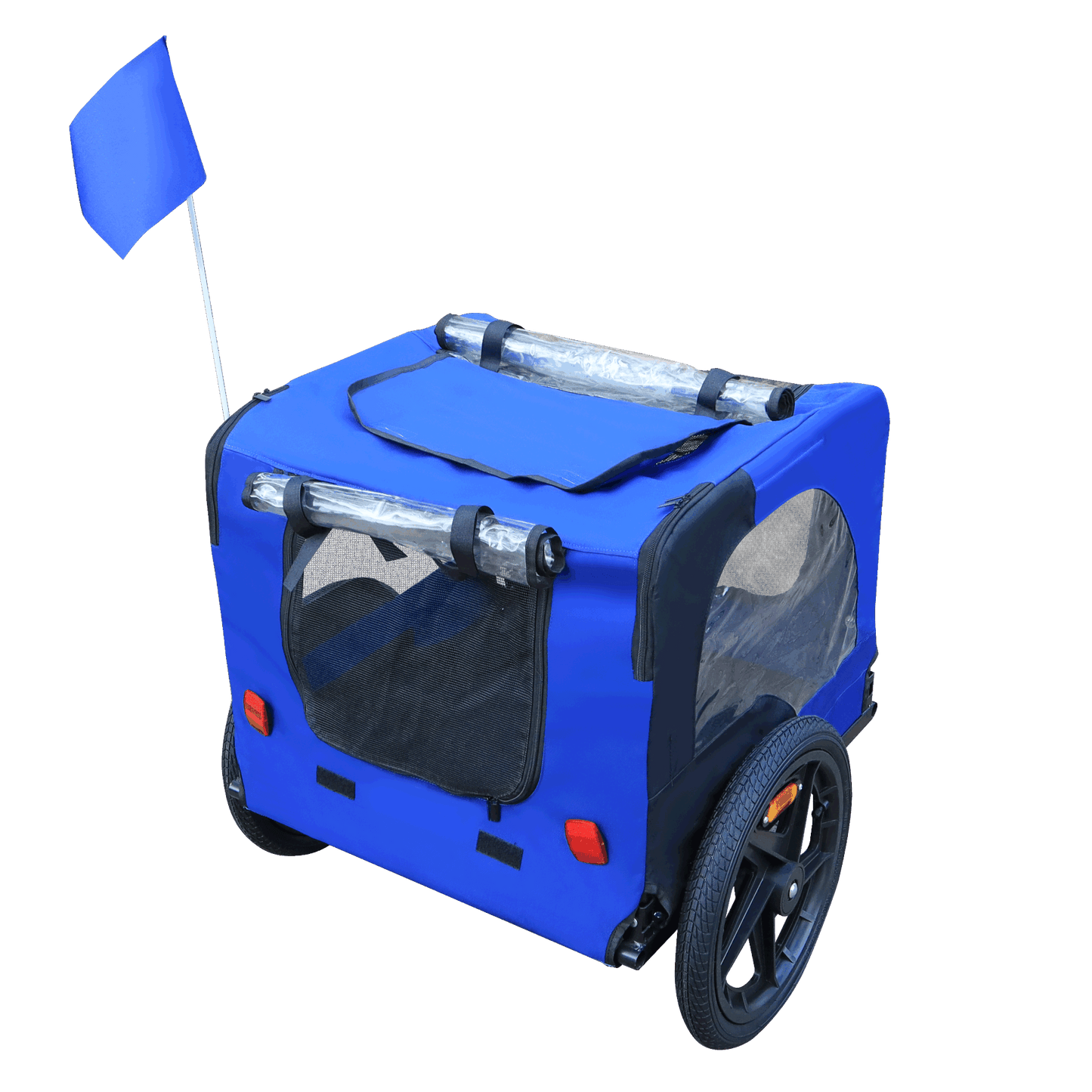 Blue High Quality 16 inch air wheel Pet Bike Trailer for Dogs Foldable Bicycle Pet Trailer