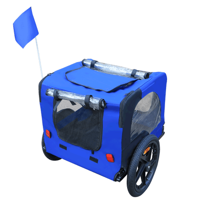 Blue High Quality 16 inch air wheel Pet Bike Trailer for Dogs Foldable Bicycle Pet Trailer