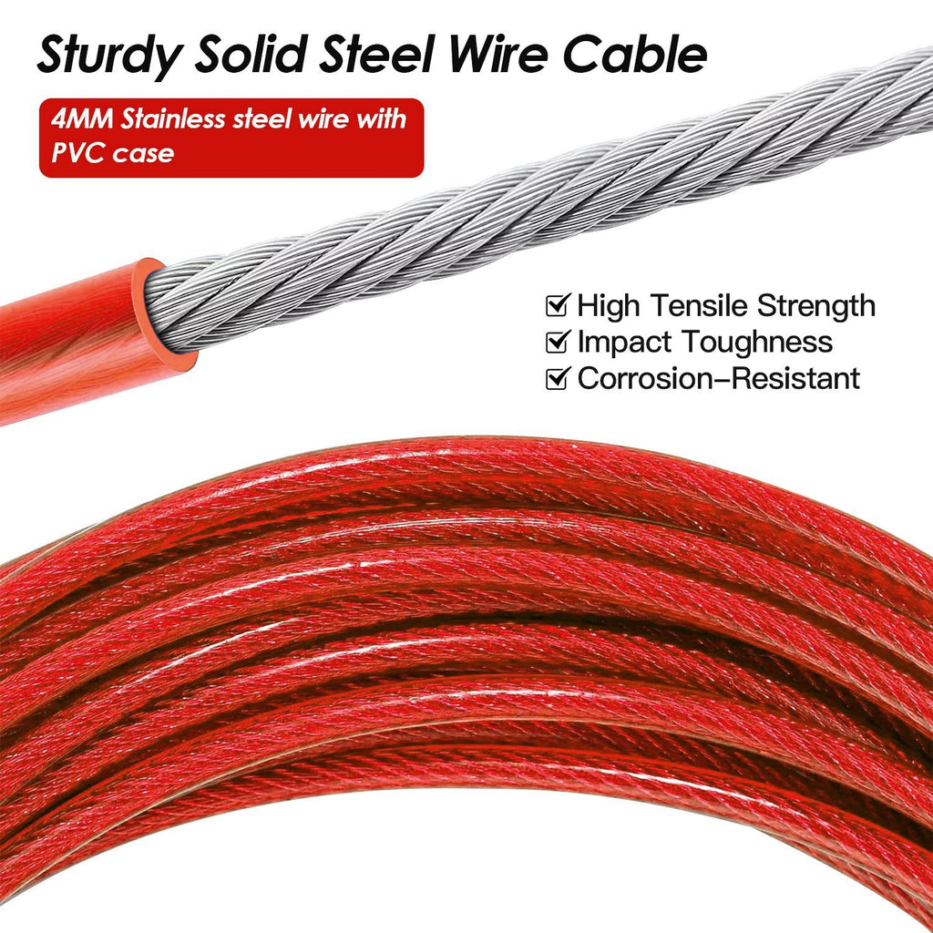 Dog Tie Out Cable Long Dog Leash Chew Proof Lead Dog Chain with Durable Spring 360° Rotatable Clips PVC Case for Outside Yard Caming