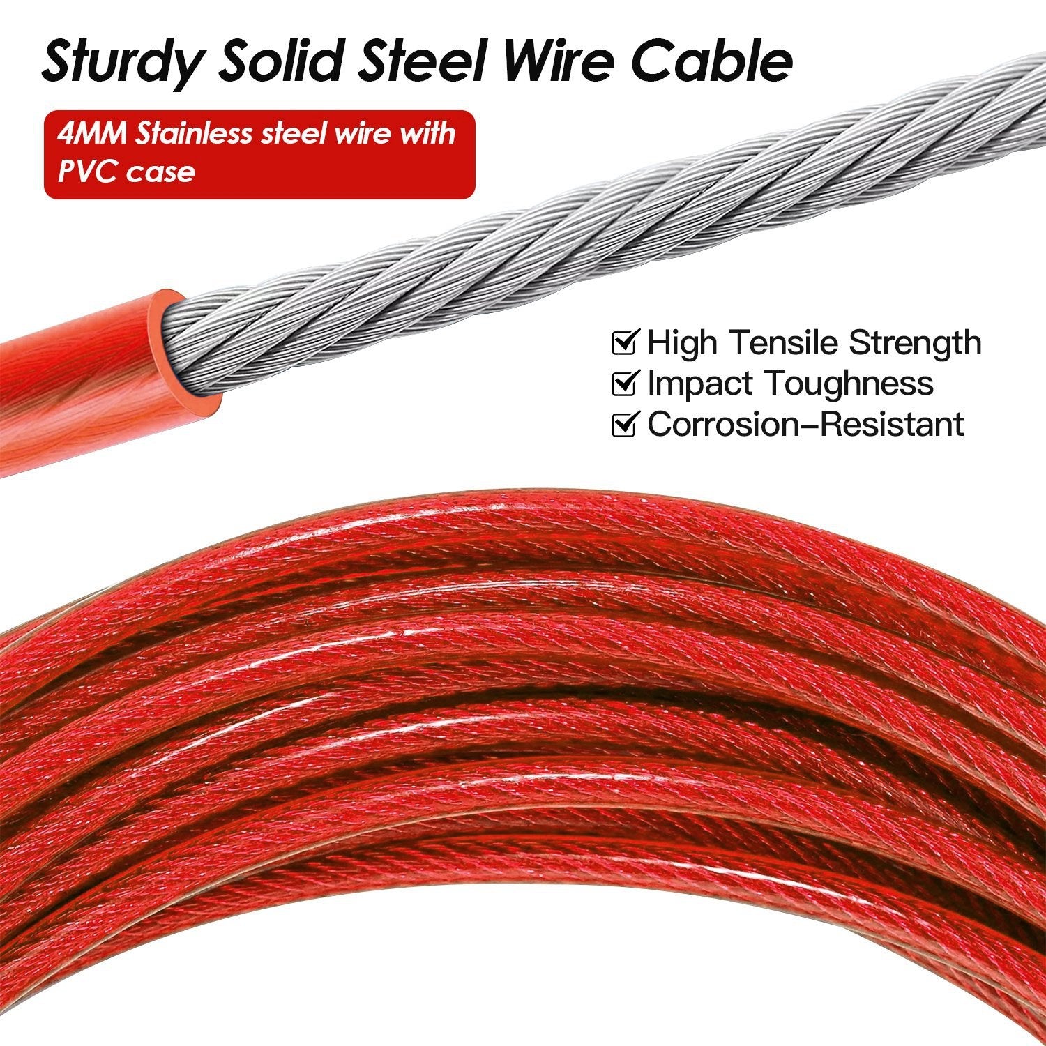 Dog Tie Out Cable Long Dog Leash Chew Proof Lead Dog Chain with Durable Spring 360° Rotatable Clips PVC Case for Outside Yard Caming