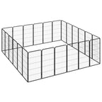 24-Panel Dog Playpen Black 19.7"x39.4" Powder-coated Steel