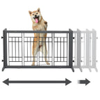 38"-71" Adjustable Wooden Pet Gate for Dogs, Indoor Freestanding Dog Fence for Doorways, Stairs, Gray