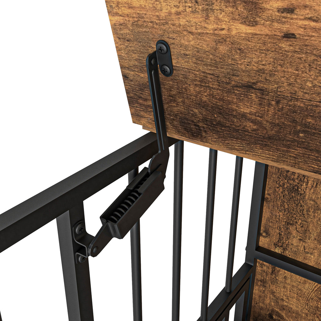 Modern Kennel Dogs room up to 80 LB, Dog crate furniture with Multi-Purpose Rremovable Ttray, Double-Door Dog House, lift Panel, 360 Degree Rotation -3 Height Adjustable Feeding Bowls