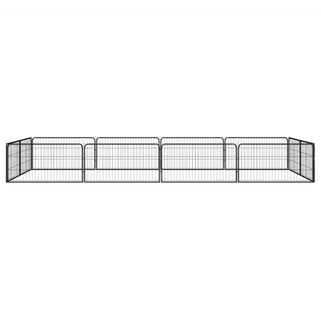 12-Panel Dog Playpen Black 39.4"x19.7" Powder-coated Steel