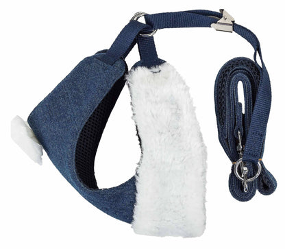 Pet Life Luxe 'Pom Draper' 2-In-1 Mesh Reversed Adjustable Dog Harness-Leash W/ Pom-Pom Bowtie