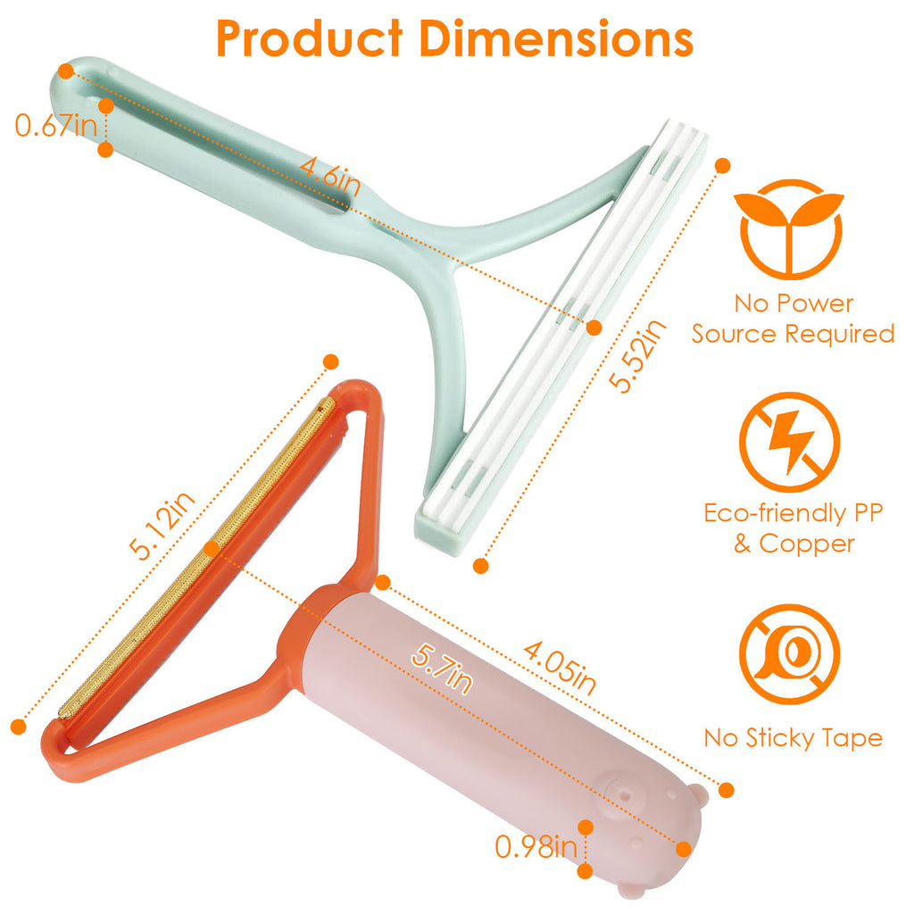 3Pcs Portable Lint Remover Reusable Double Sided Fabric Clothes Shaver Carpet Fuzz Carpet Scraper for Sweater Couch Mat