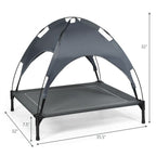 Portable Elevated Outdoor Pet Bed with Removable Canopy Shade