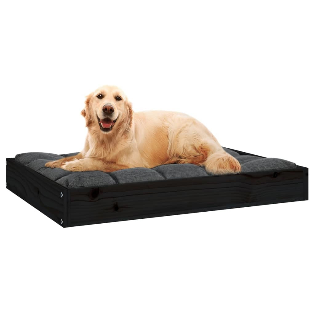 Dog Bed Black 28.1"x21.3"x3.5" Solid Wood Pine