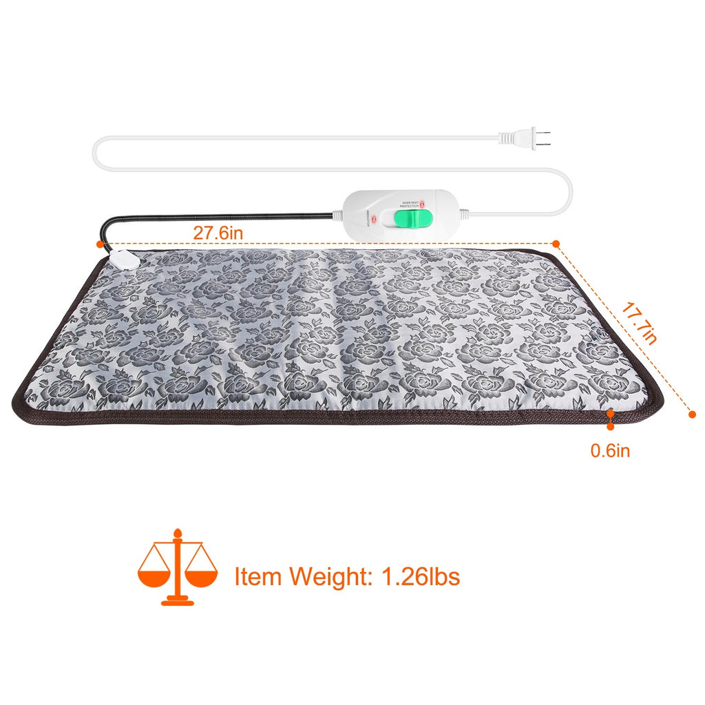 27.6x17.7in Pet Heating Pad Dog Cat Electric Heating Mat Waterproof Adjustable Warming Blanket with Chew Resistant Steel Cord Case