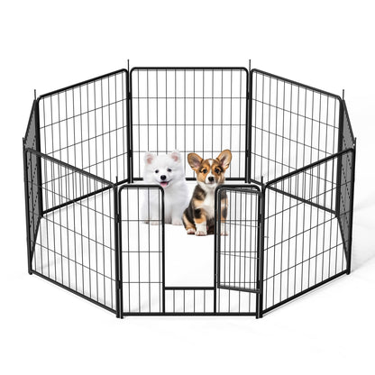 Dog Playpen Indoor Outdoor, 24" Height 8 Panels Fence with Anti-Rust Coating, Metal Heavy Portable Foldable Dog Pen for Large, Medium Small Dogs RV Yard Camping