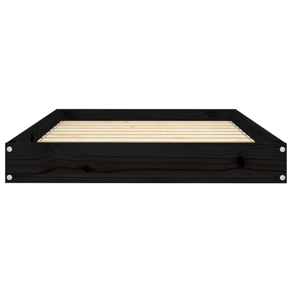 Dog Bed Black 36"x25.2"x3.5" Solid Wood Pine